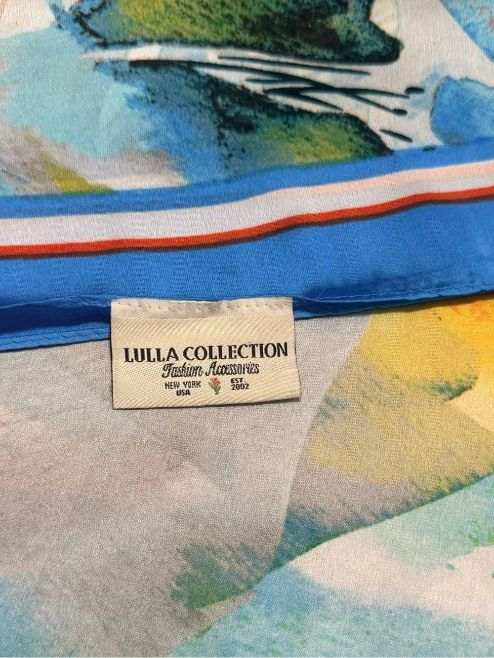 Floral Watercolor Decorative scarf - Blue, Orange, Green
